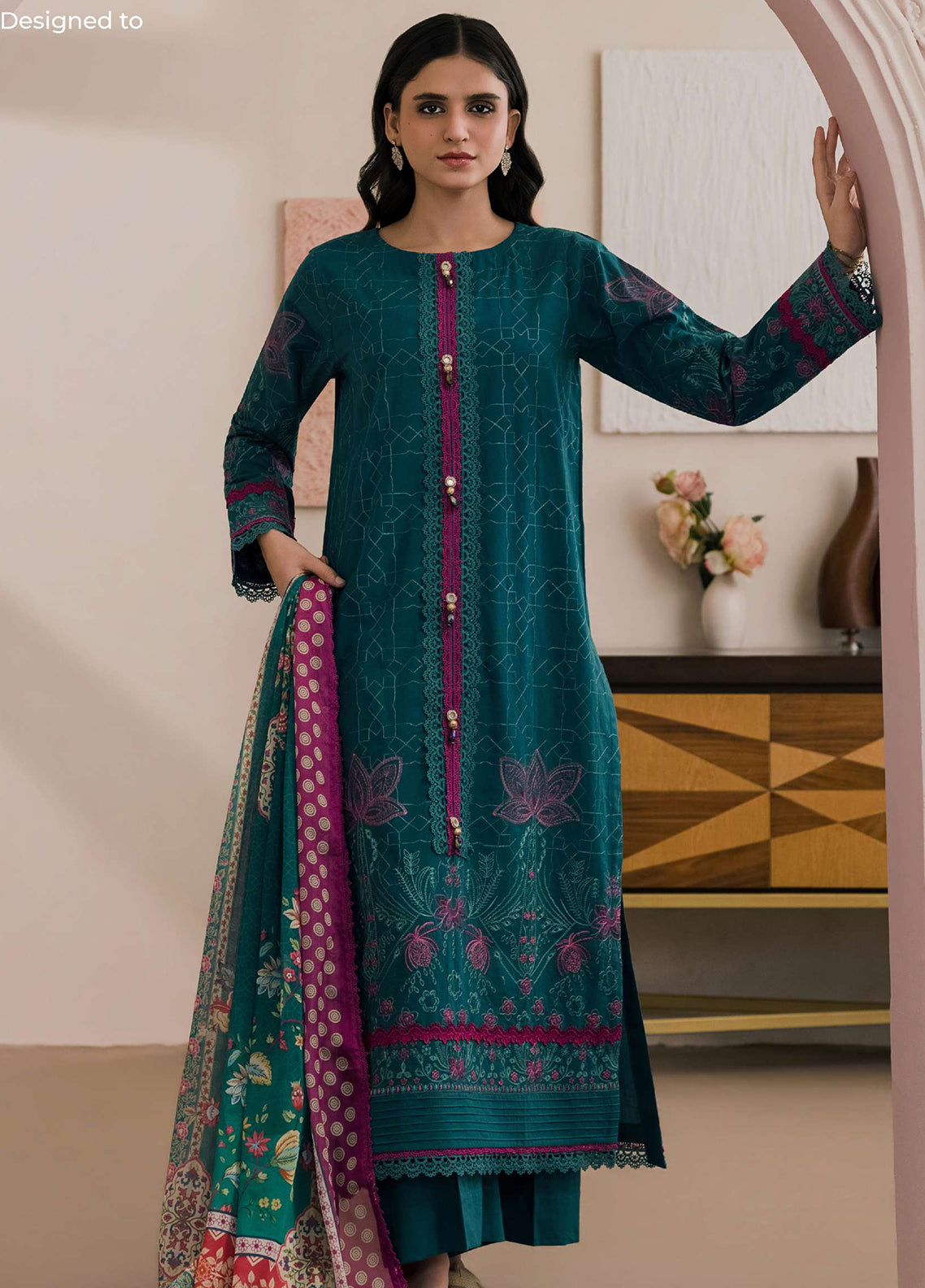 Essential By Zellbury Embroidered Lawn 3 Piece Unstitched Suit WUS26E30573