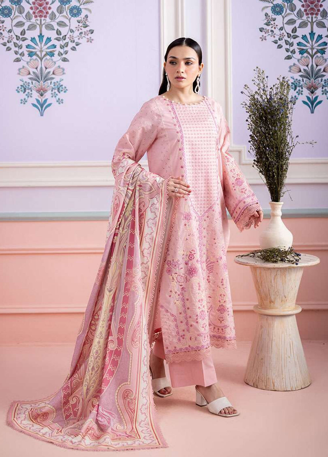 Essential By Zellbury Embroidered Lawn 3 Piece Unstitched Suit WUS26E30575