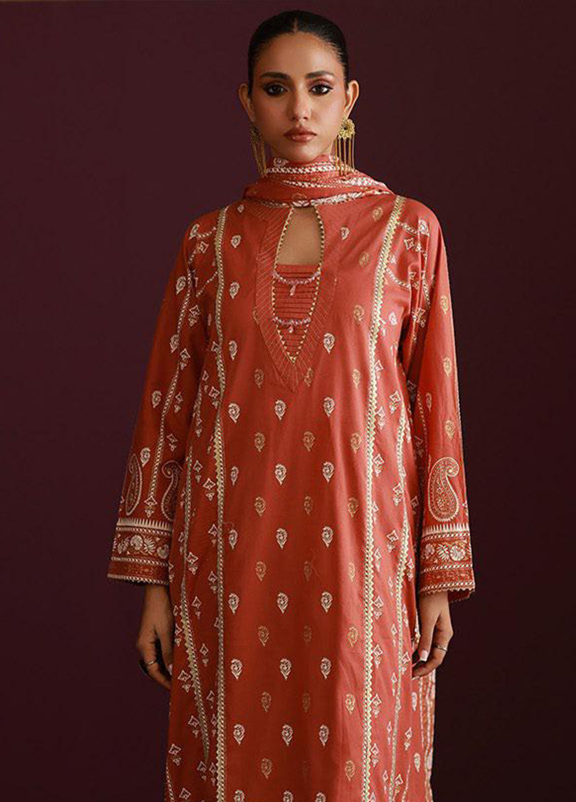 Essential By Zellbury Printed Lawn 3 Piece Unstitched Suit WUS26X30496