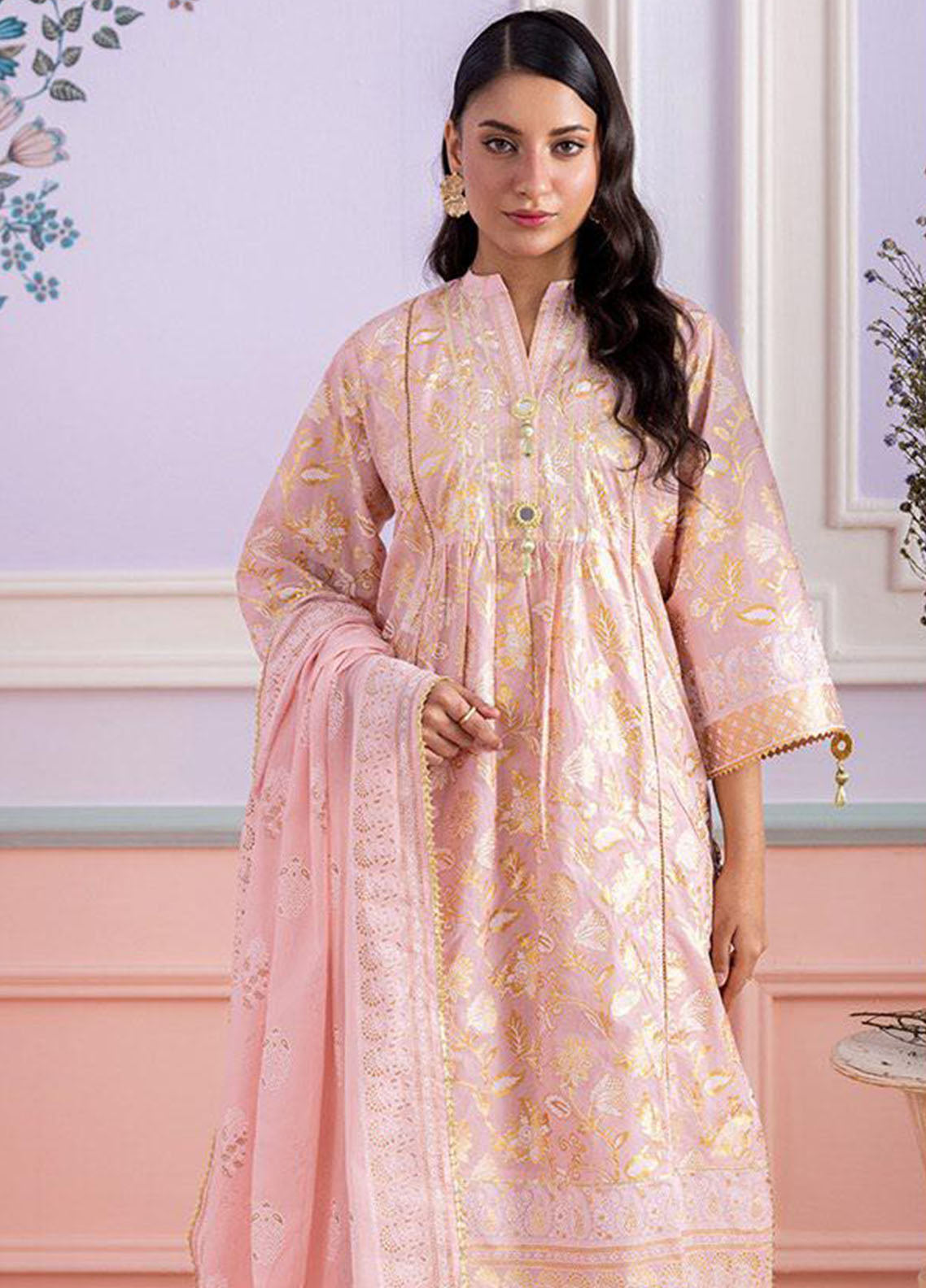 Essential By Zellbury Printed Lawn 3 Piece Unstitched Suit WUS26X30556