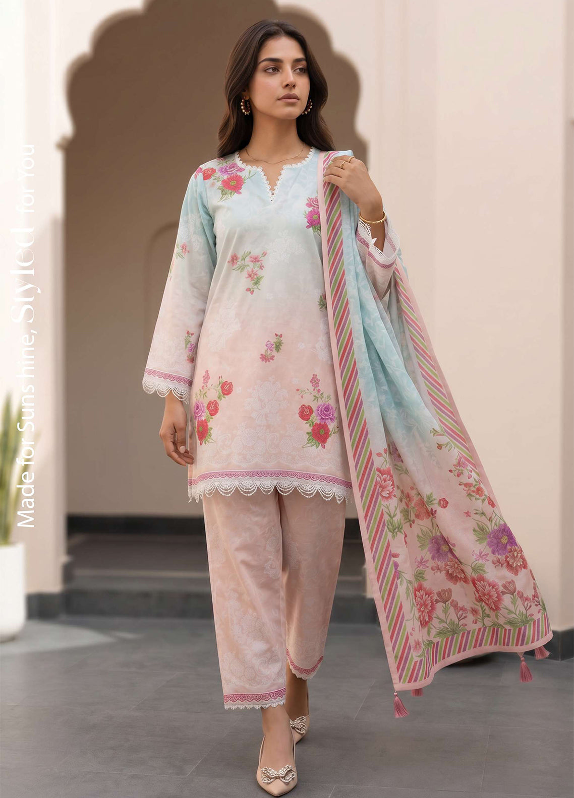 Essential By Zellbury Printed Lawn 3 Piece Unstitched Suit WUS26X31032