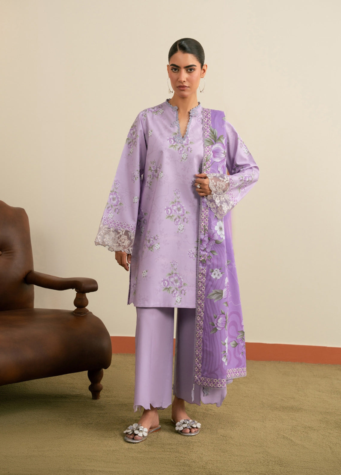 Essentials By Seran Embroidered Lawn 3 Piece Unstitched Suit SRN26EV2 D-03 VELINA