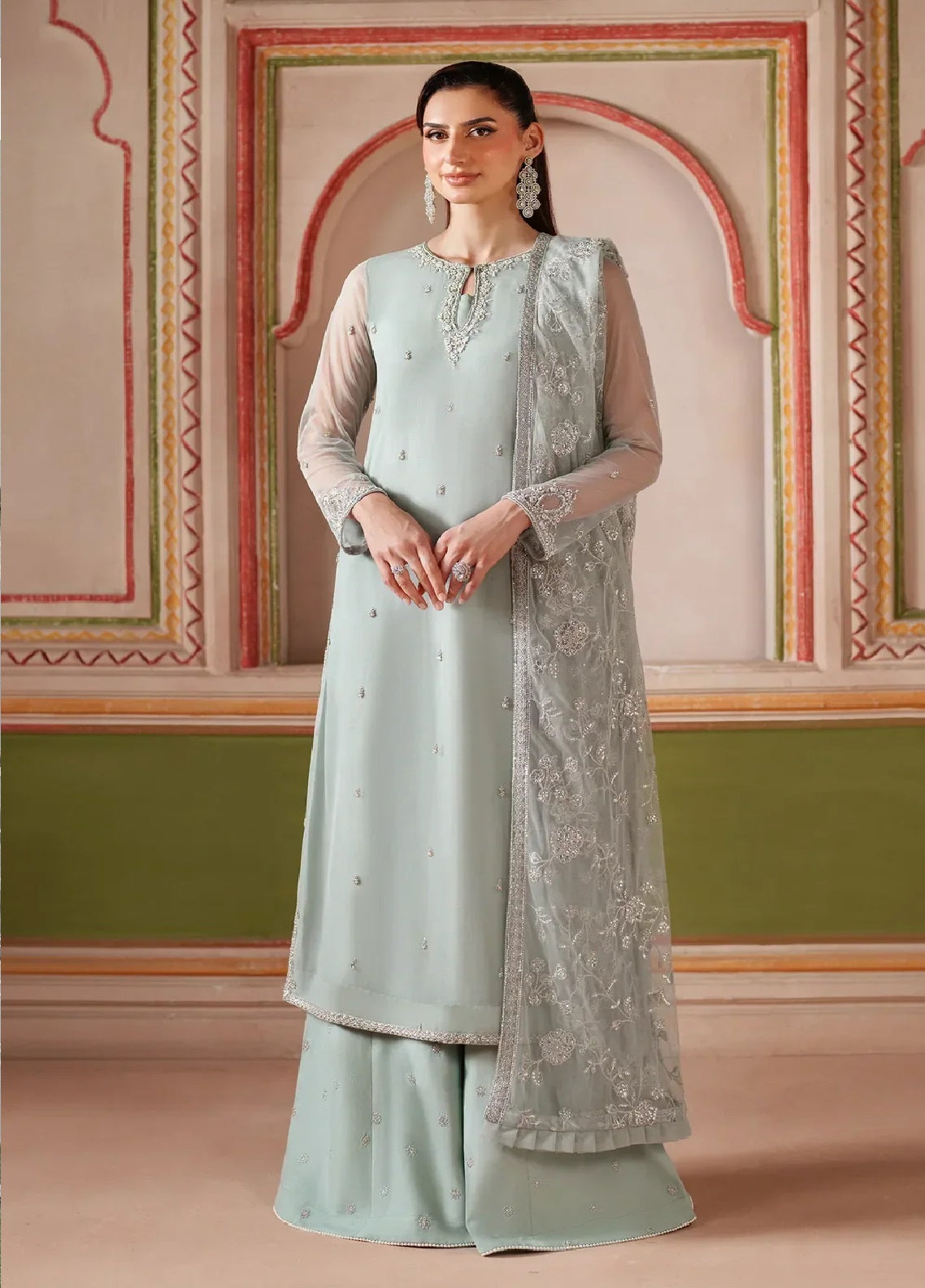Falesia By Zarif Formals Embroidered Net 3 Piece Unstitched Suit ZF26FF D-HF-05 DINAAR