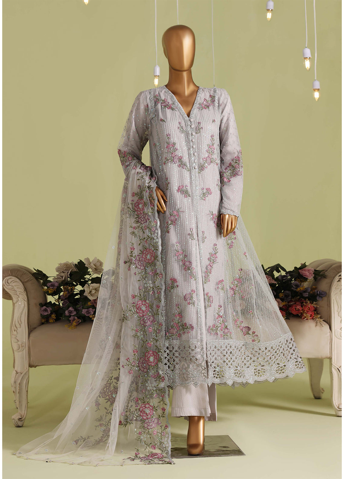 Falsafaa By HZ Textiles Formals Embroidered Organza 3 Piece Stitched Suit HZ26FFEV8 D-237-CBLU