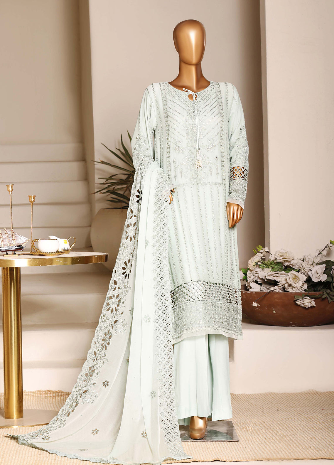 Fasaane By HZ Textiles Formals Embroidered Chiffon 3 Piece Stitched Suit HZ26FFECV1 D-HZK-241-GRN