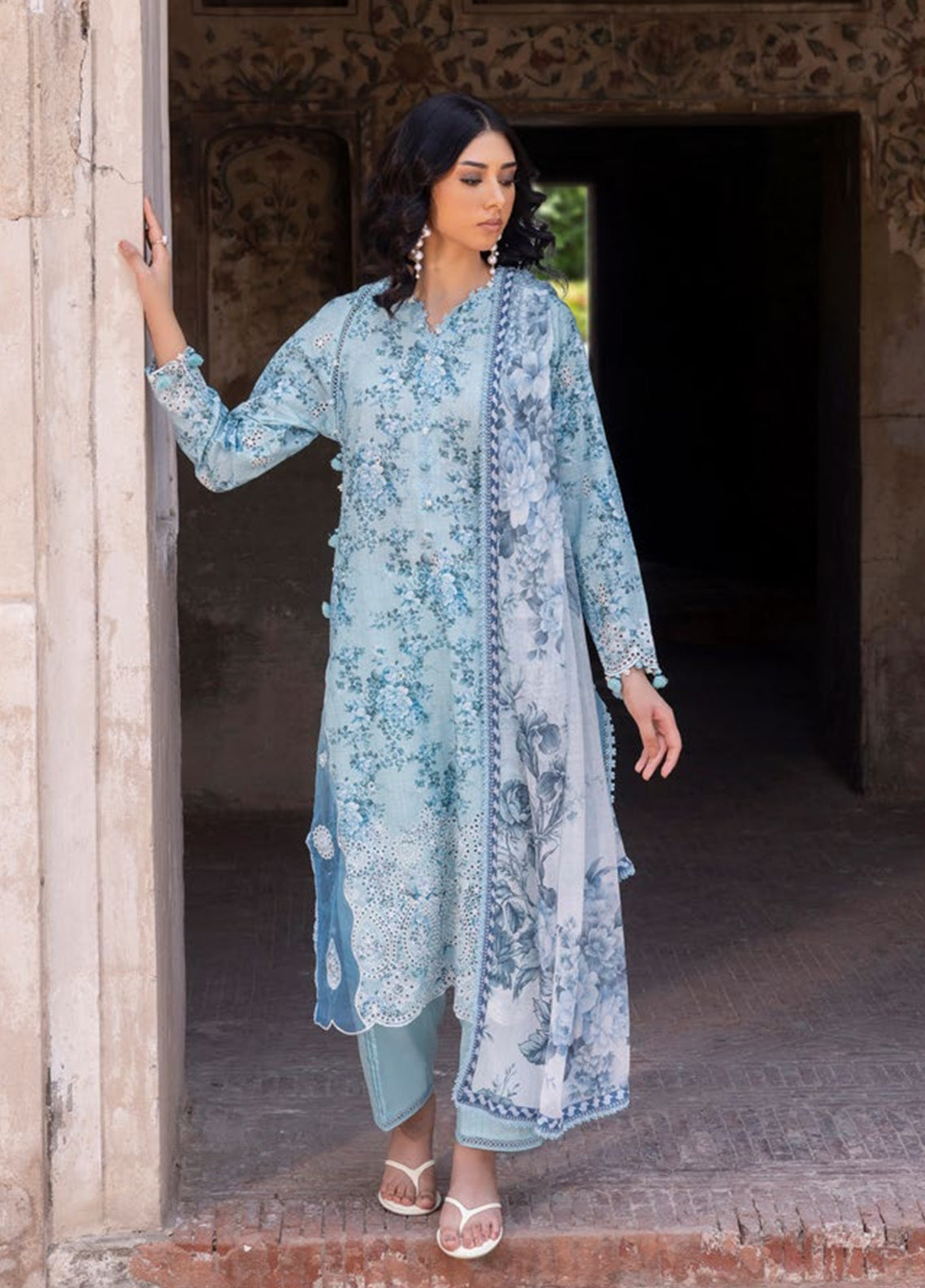 Flora By Gul Ahmed Embroidered Lawn 3 Piece Unstitched Suit GA26FEC D-BM-62032
