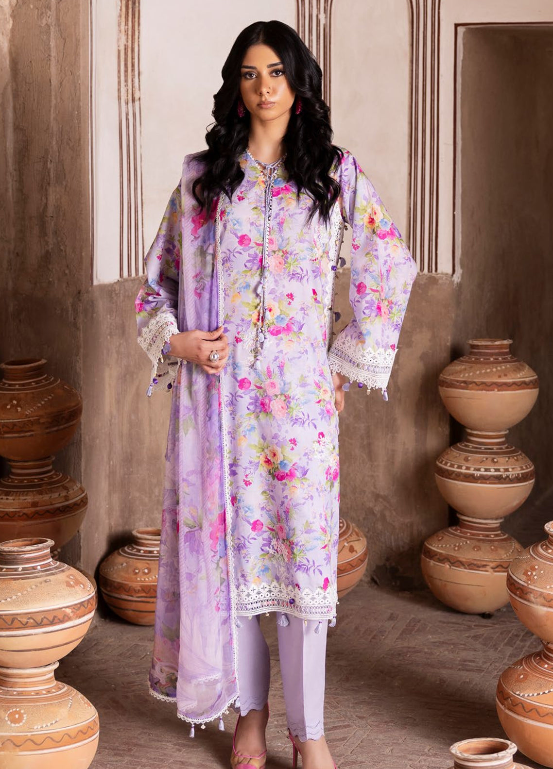 Flora By Gul Ahmed Embroidered Lawn 3 Piece Unstitched Suit GA26FEC D-BM-62045