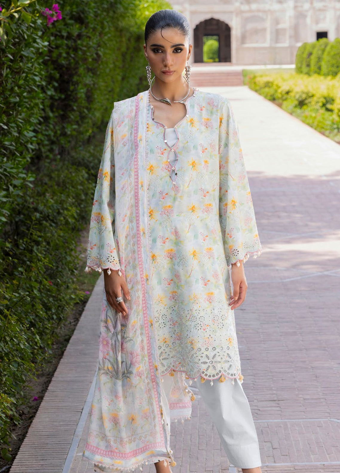 Flora By Gul Ahmed Embroidered Lawn 3 Piece Unstitched Suit GA26FEC D-BM-62066