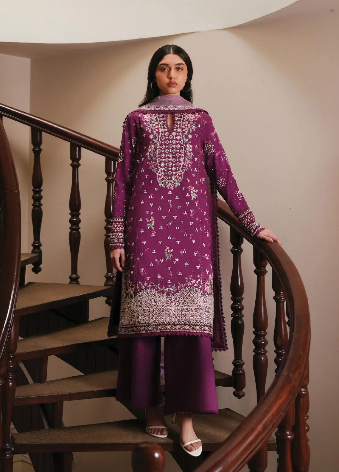 Florette By Afrozeh Embroidered Lawn 3 Piece Unstitched Suit AF26FPE D-FWU-0049 LILACE