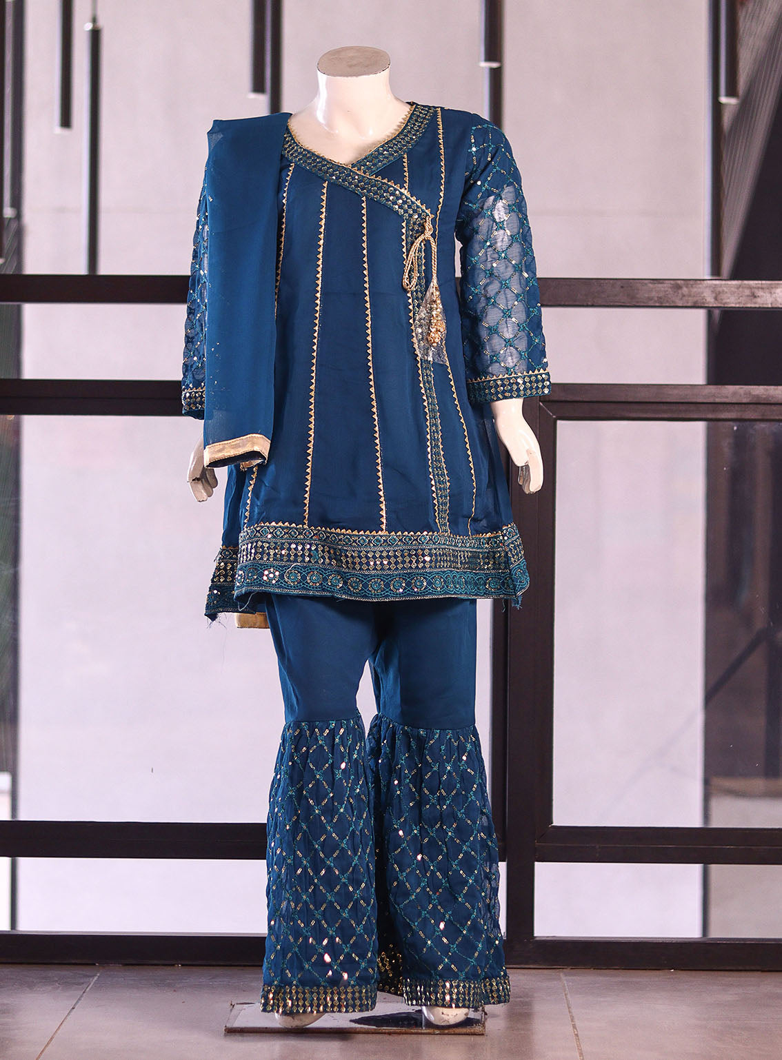 Fresh Birds Fancy Embroidered Chiffon Suits Stitched 3 Piece - FB26K&G 90073 ZINC