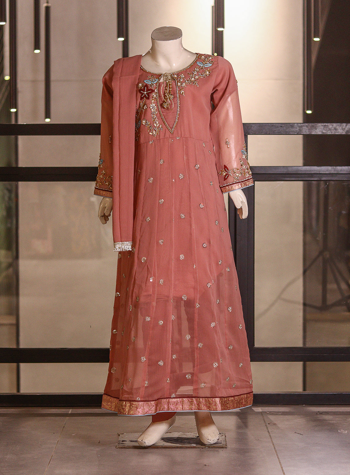 Fresh Birds Fancy Embroidered Chiffon 3 Piece Stitched Suit FB26K&G D-90036-BG