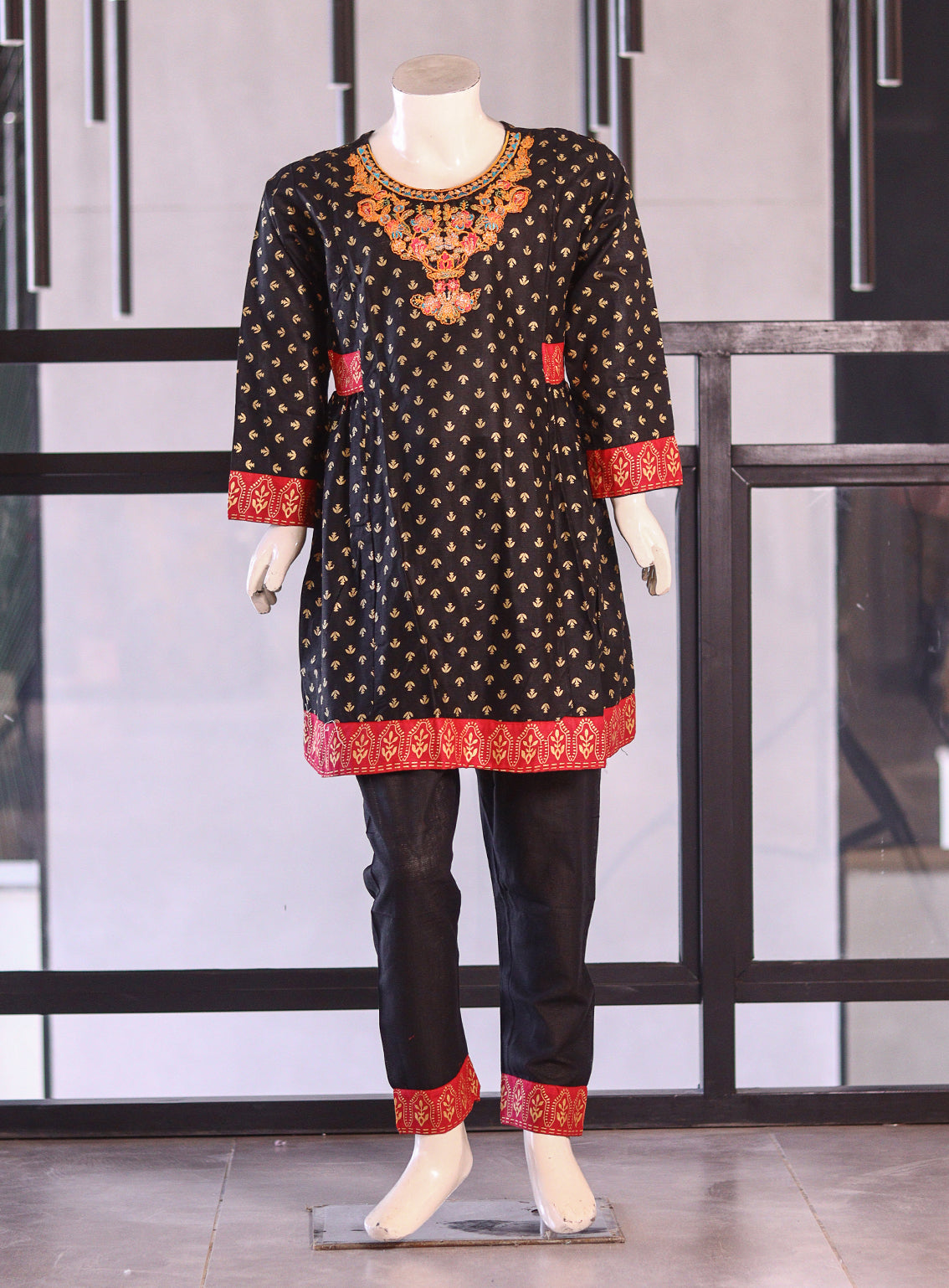 Fresh Birds Fancy Embroidered Cotton 2 Piece Stitched Shirt & Trouser FB26K&G D-90029-BK