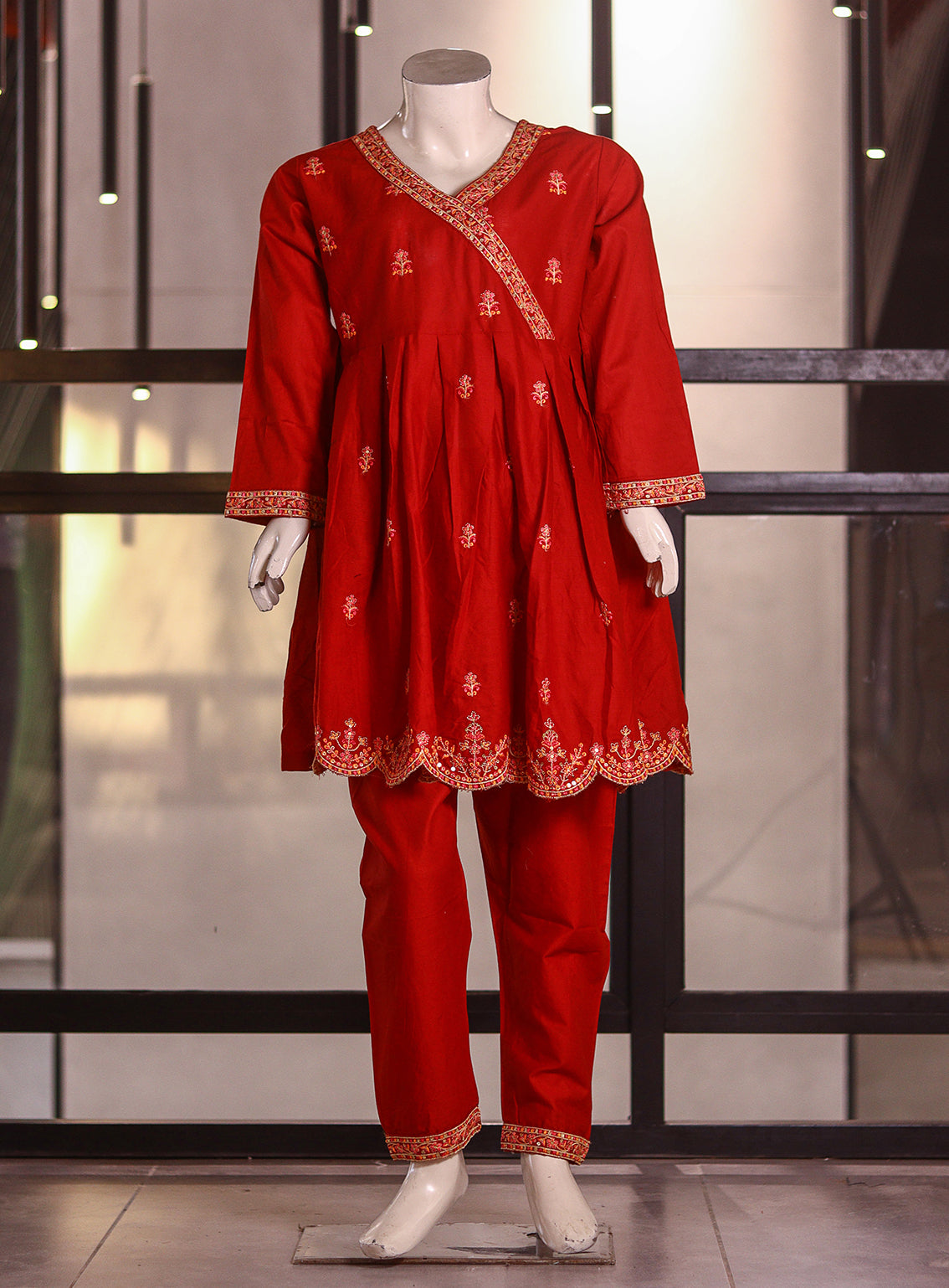 Fresh Birds Fancy Embroidered Cotton 2 Piece Stitched Shirt & Trouser FB26K&G D-90031-RD
