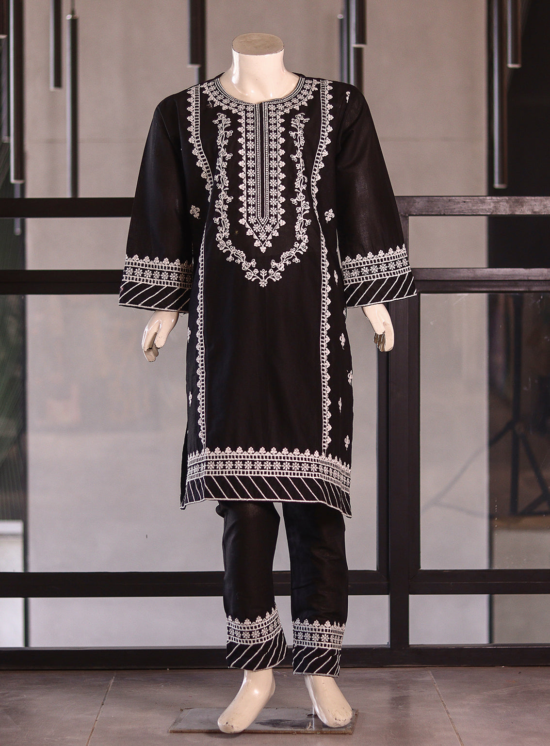 Fresh Birds Fancy Embroidered Cotton 2 Piece Stitched Shirt & Trouser FB26K&G D-90032-BK