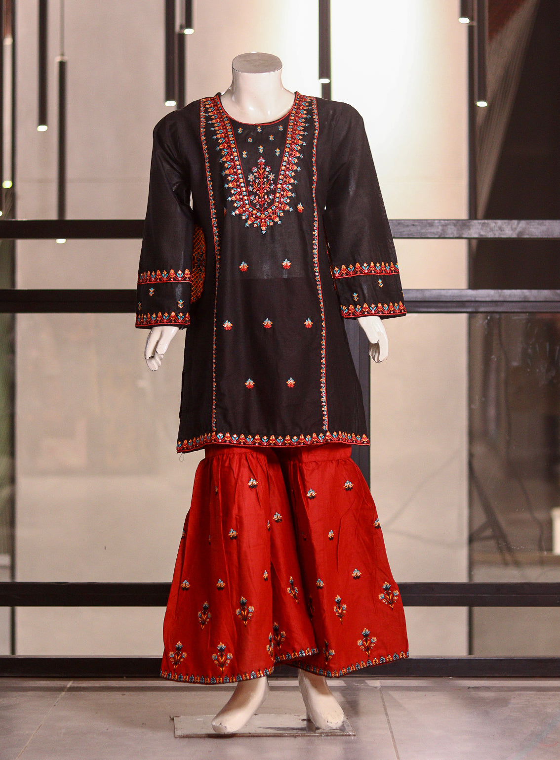 Fresh Birds Fancy Embroidered Cotton 2 Piece Stitched Shirt & Trouser FB26K&G D-90037-BK