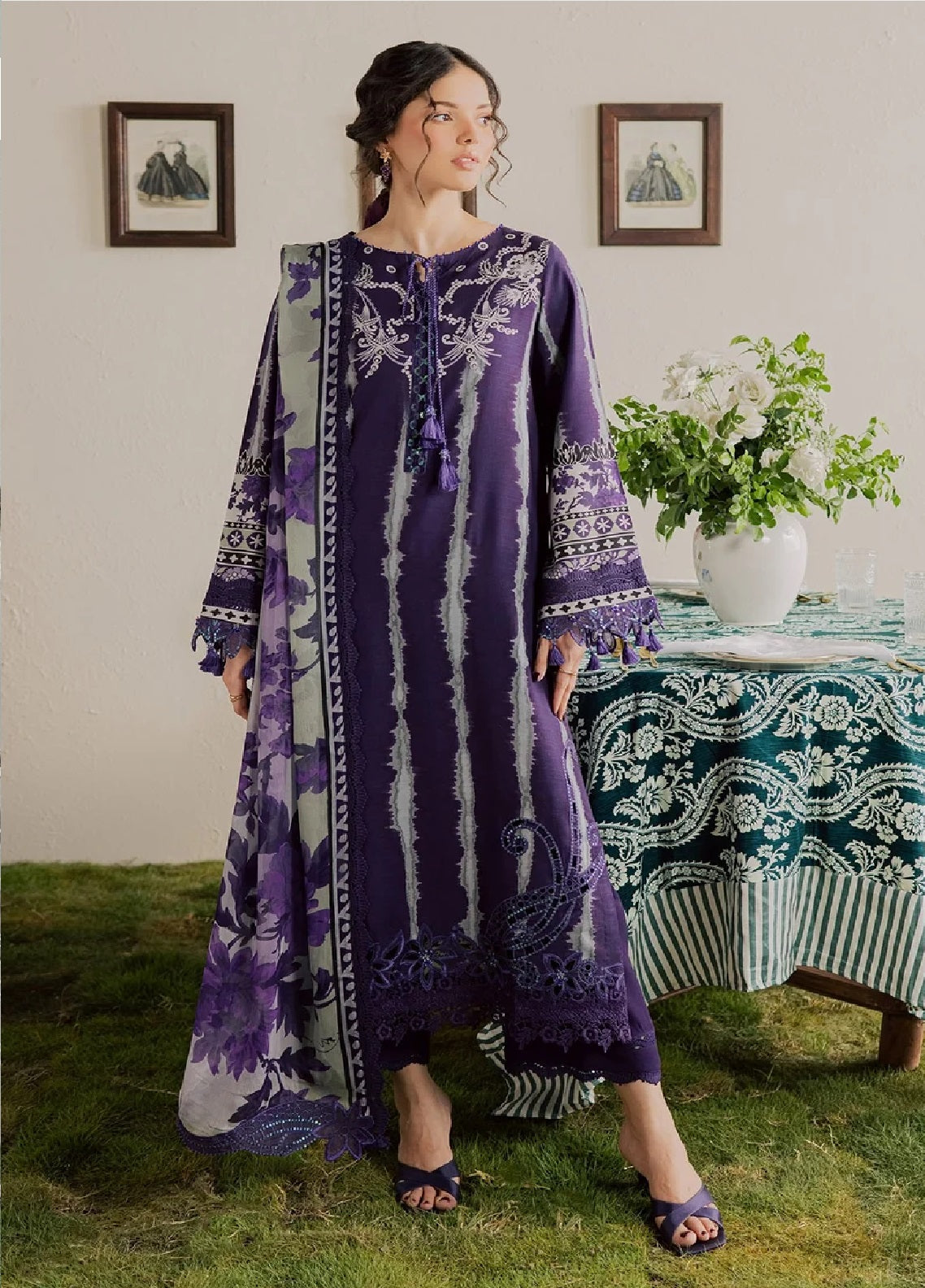 Gardenia By Nureh Embroidered Slub Viscose 3 Piece Unstitched Suit NU26GV D-NSG-225