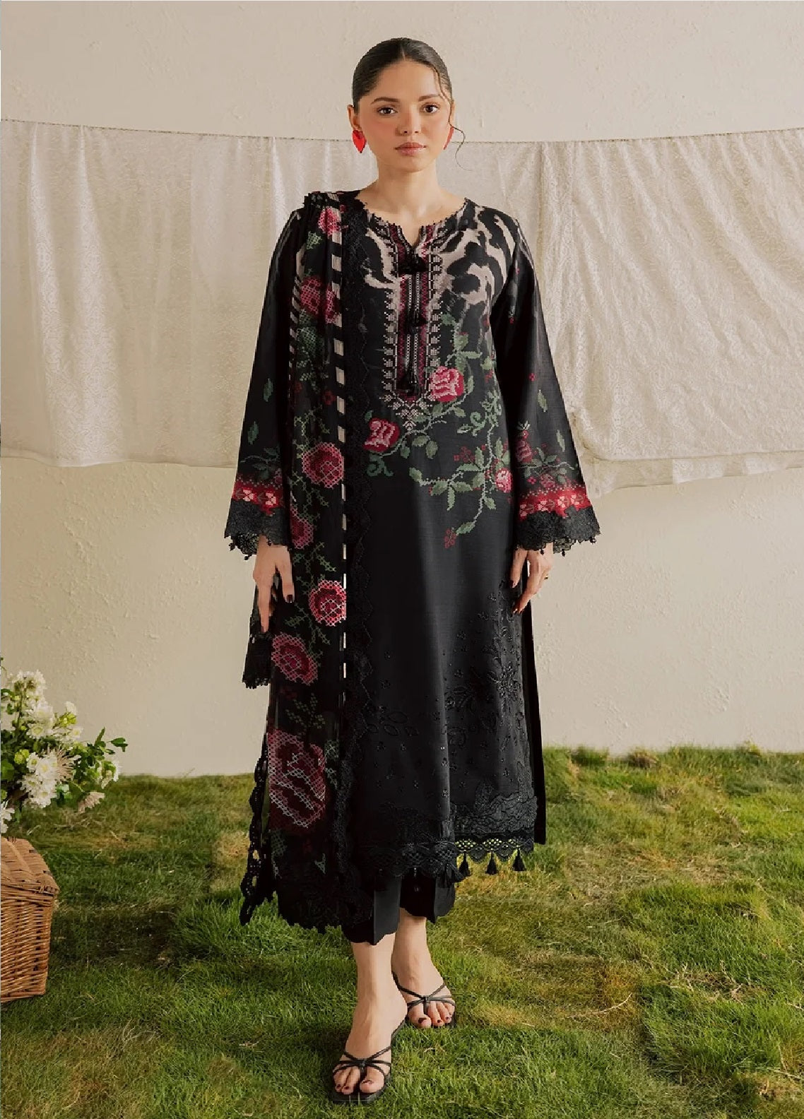 Gardenia By Nureh Embroidered Slub Viscose 3 Piece Unstitched Suit NU26GV D-NSG-230