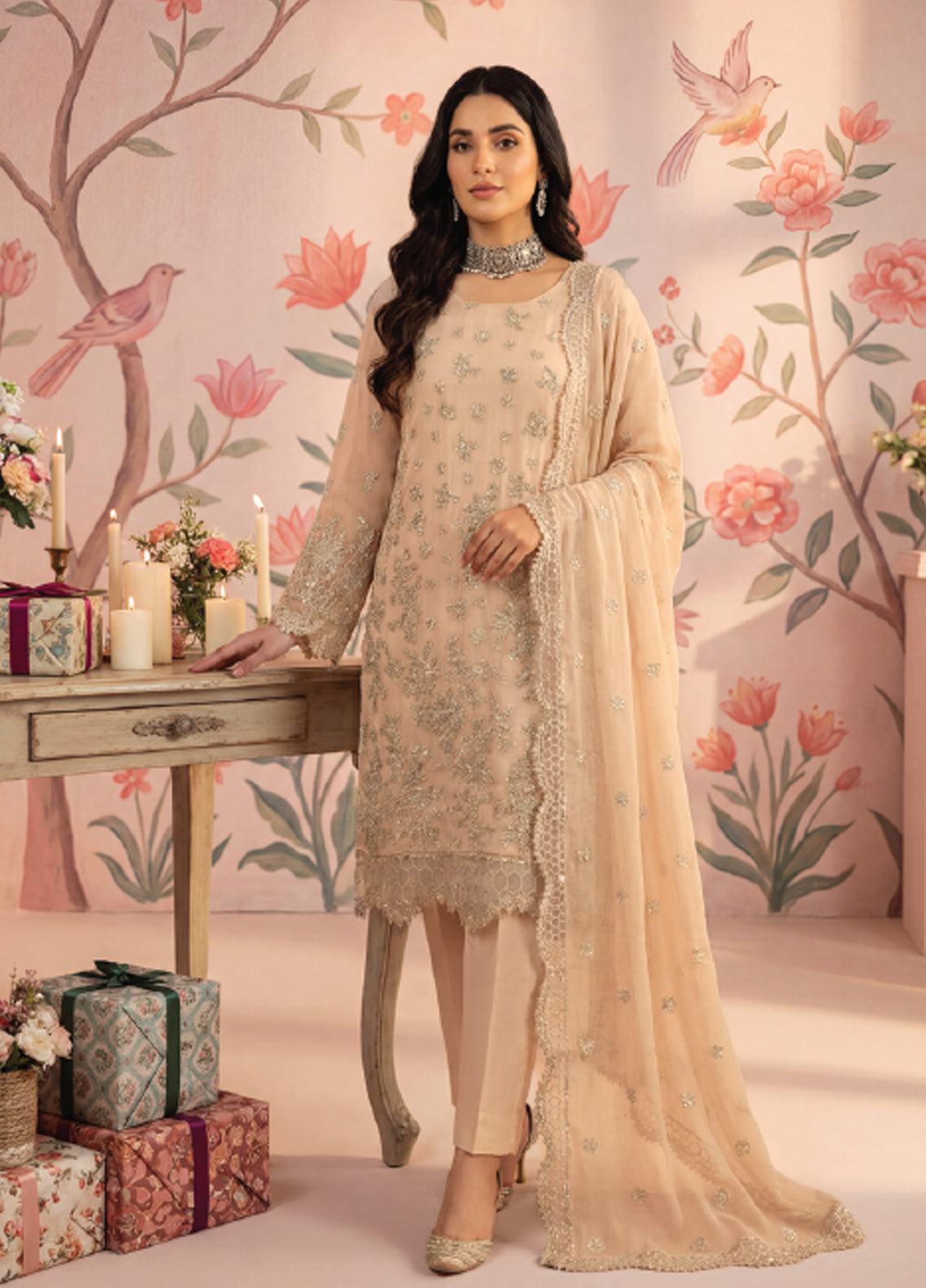 Gulaal By Soghat Creation Embroidered Chiffon 3 Piece Unstitched Suit SC26GECV2 D-03