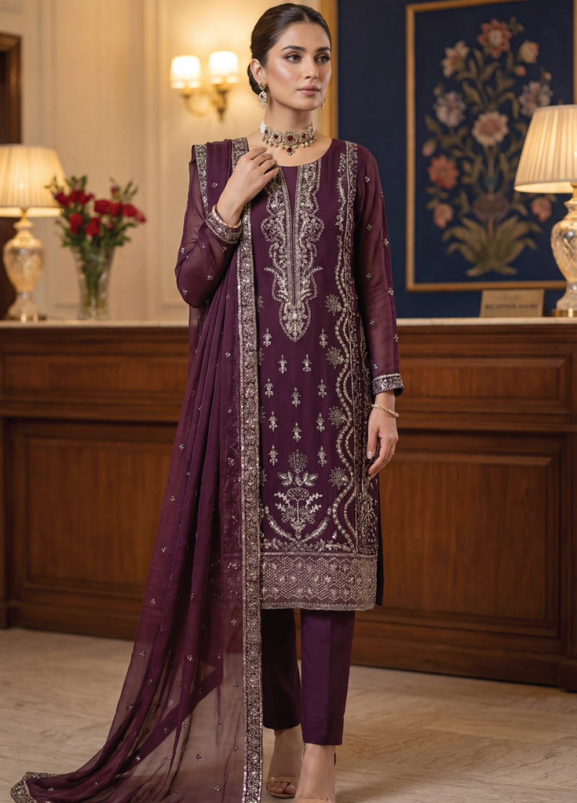 Gulaal By Soghat Creation Embroidered Chiffon 3 Piece Unstitched Suit SC26GECV2 D-05