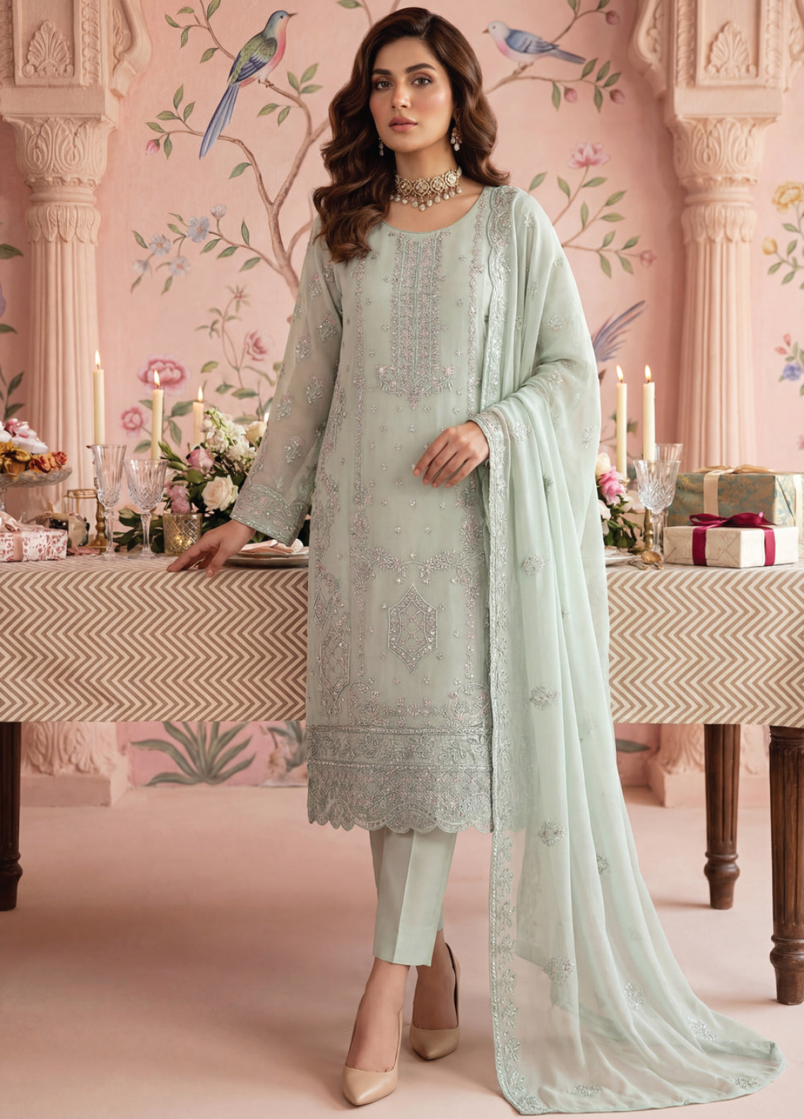 Gulaal By Soghat Creation Embroidered Chiffon 3 Piece Unstitched Suit SC26GECV2 D-06