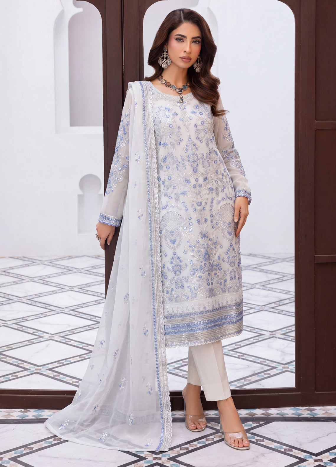 Gulaal By Soghat Creation Embroidered Chiffon 3 Piece Unstitched Suit SC26GECV3 D-01