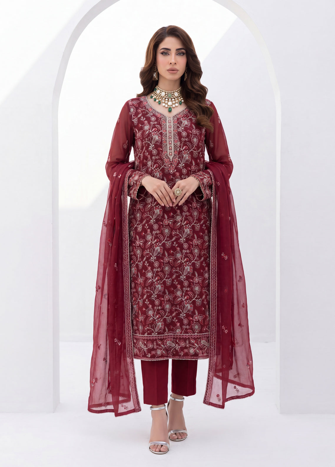 Gulaal By Soghat Creation Embroidered Chiffon 3 Piece Unstitched Suit SC26GECV3 D-04