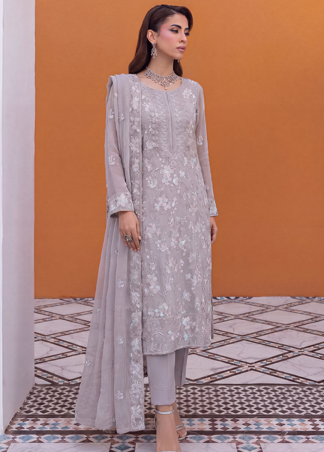 Gulaal By Soghat Creation Embroidered Chiffon 3 Piece Unstitched Suit SC26GECV3 D-06