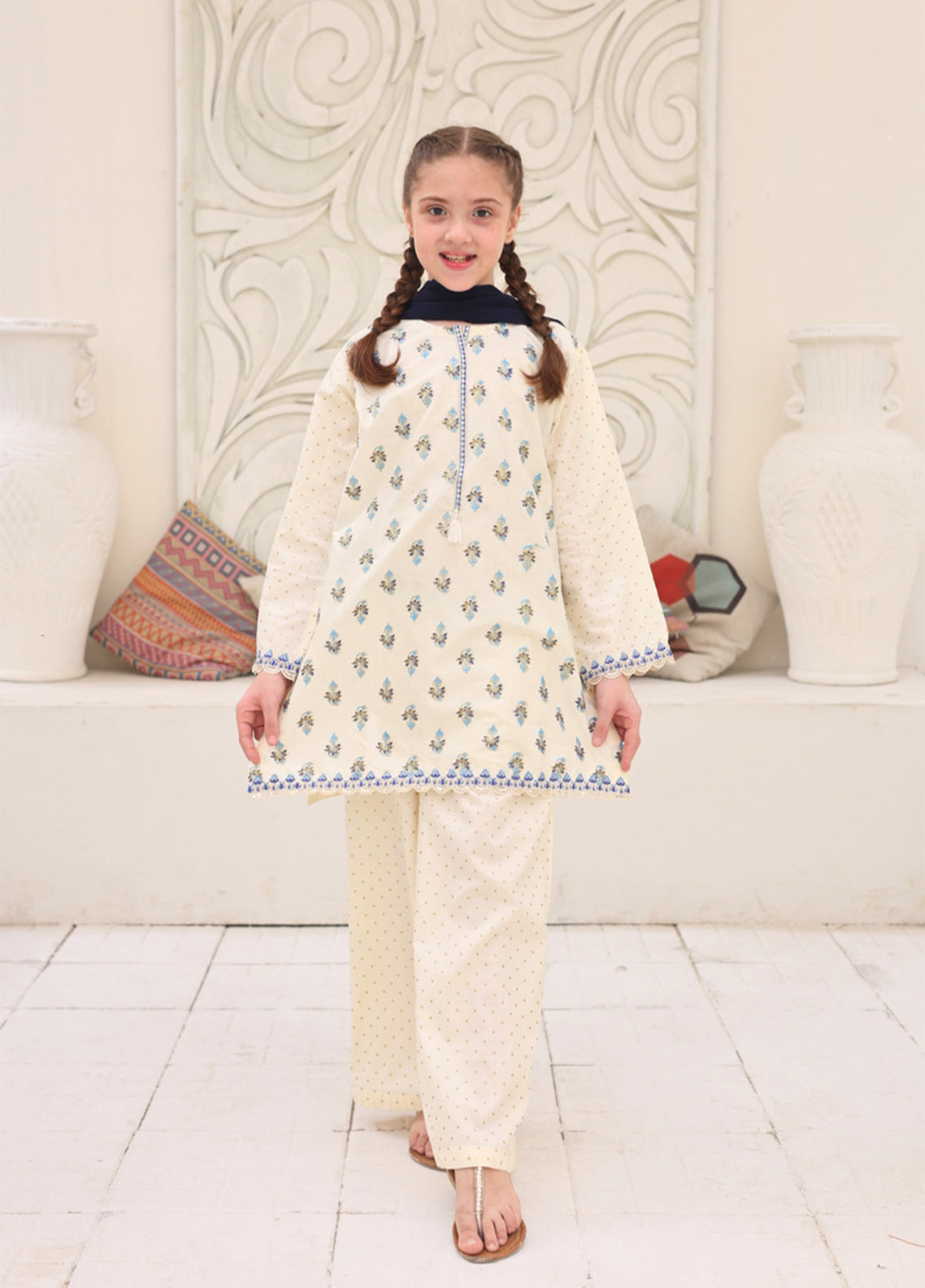 Guldasta By Shanzey Embroidered Cotton Stitched 3 Piece Suit For Girls S26SE D-SHK-7005
