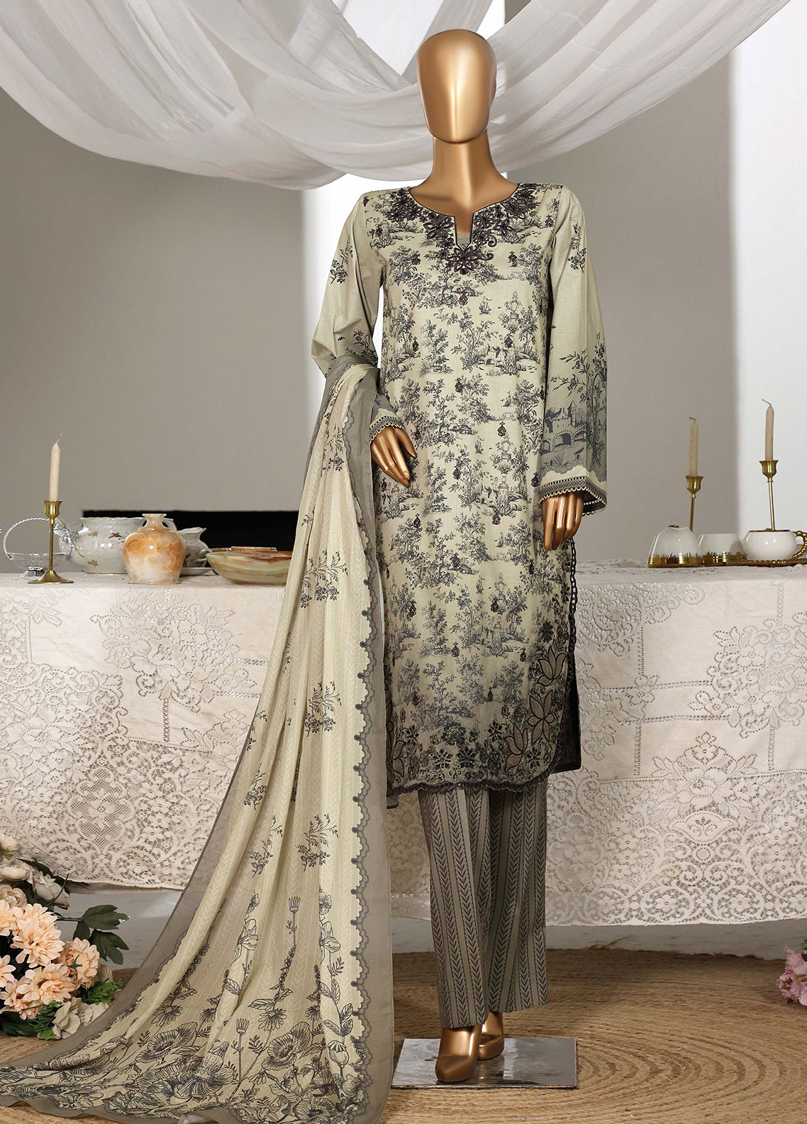 Guldozi By HZ Textiles Embroidered Lawn 3 Piece Stitched Suit HZ26GEL D-027