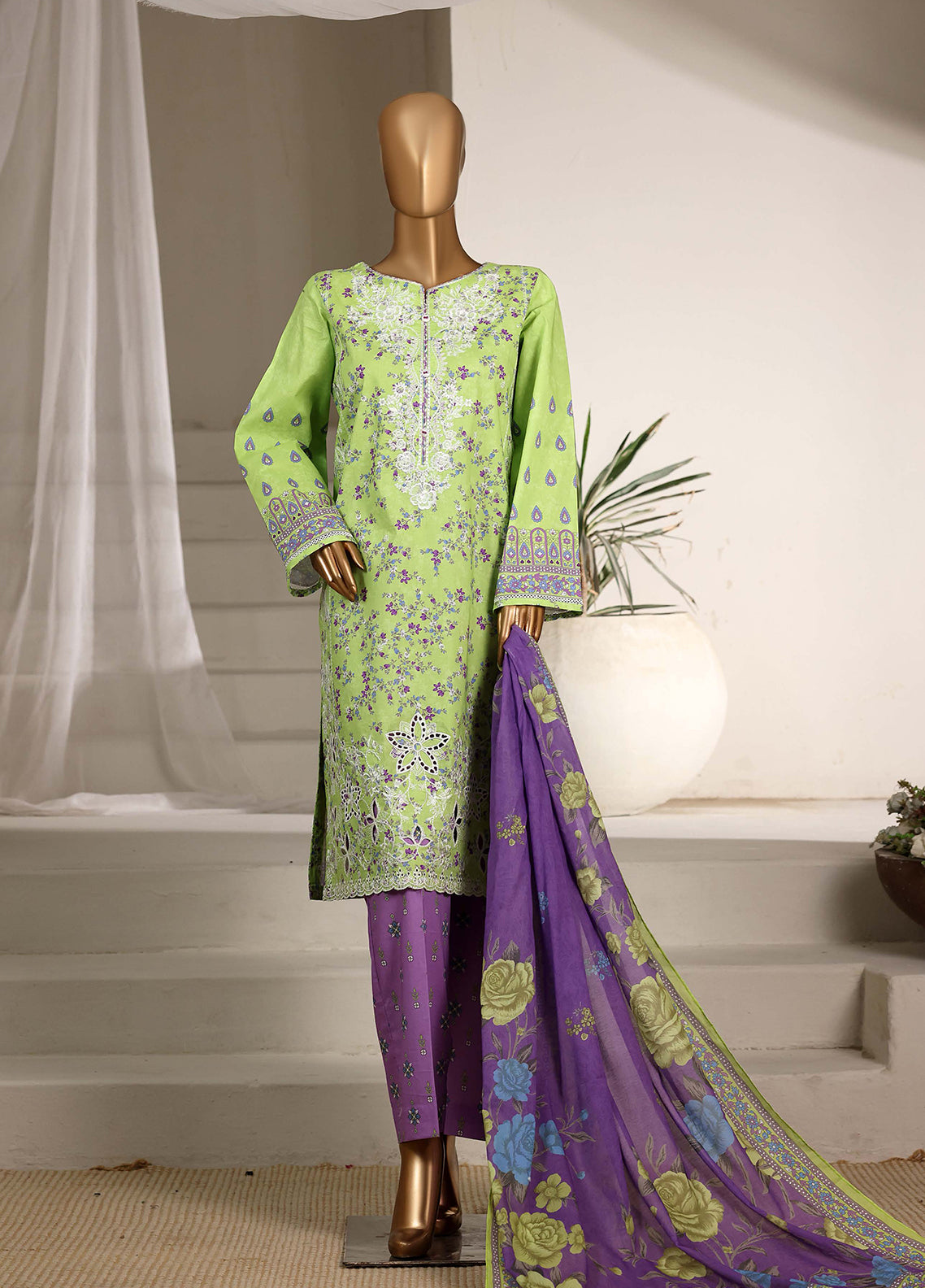 Guldozi By HZ Textiles Embroidered Lawn 3 Piece Stitched Suit HZ26GEL D-028