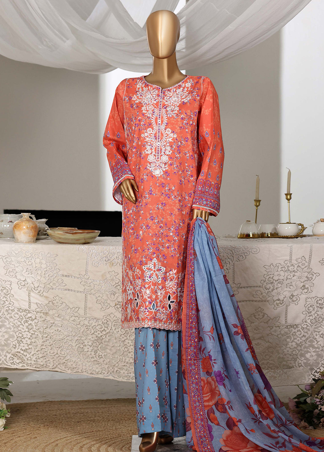 Guldozi By HZ Textiles Embroidered Lawn 3 Piece Stitched Suit HZ26GEL D-029