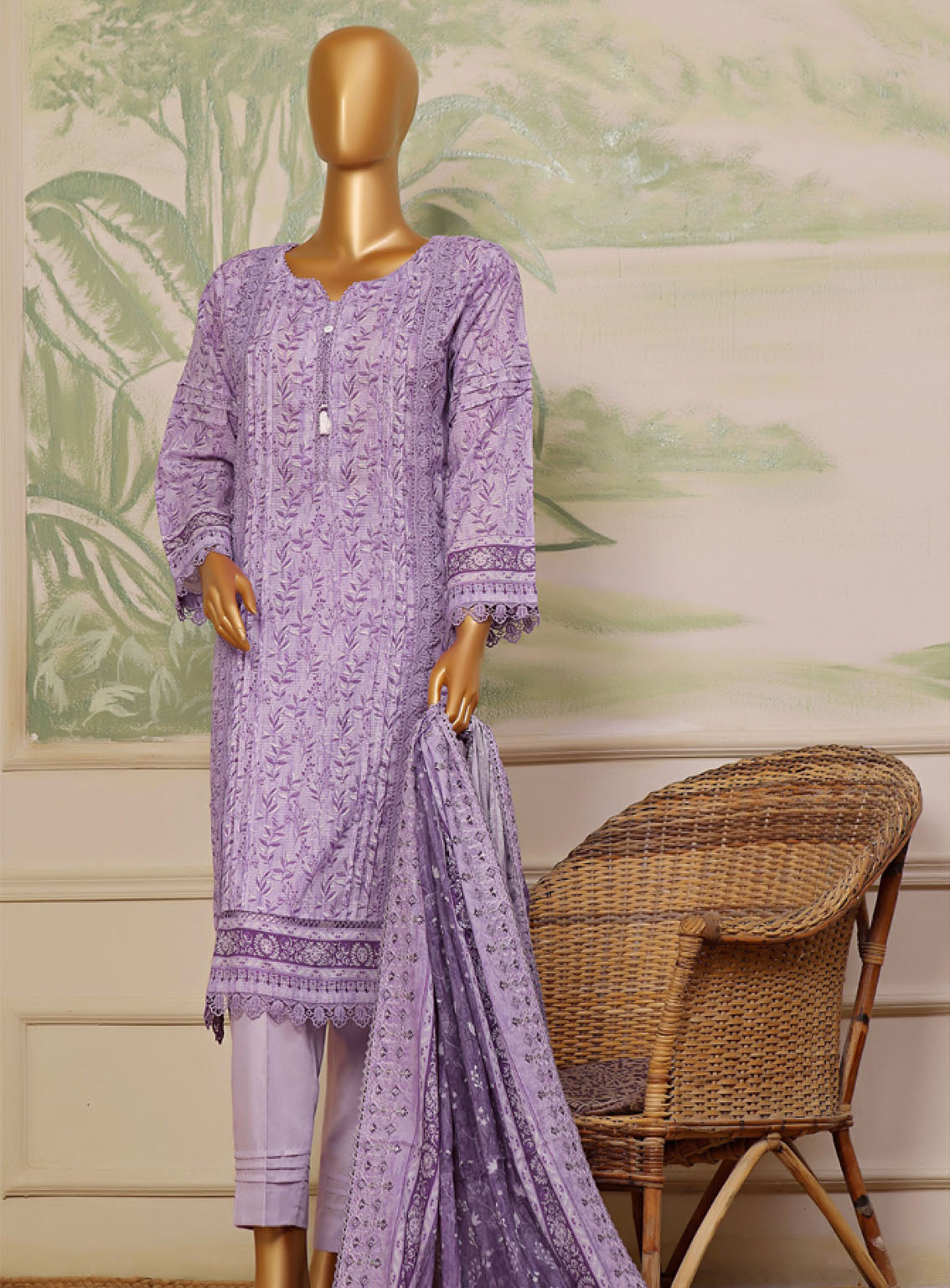 HZ Textile Lacekari Embroidered Lawn Suits Stitch 3 Piece - HZ24LE 705