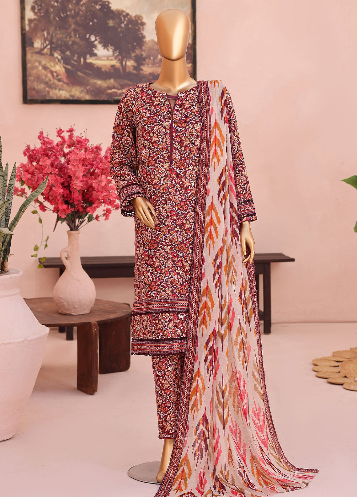 HZ Textile Co-Ords Printed Cotton Lawn 3 Piece Unstitched Suit HZ26COMSP D-COP-3469