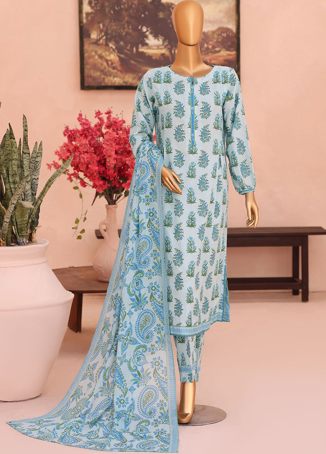 HZ Textile Co-Ords Printed Cotton Lawn 3 Piece Unstitched Suit HZ26COMSP D-COP-3475