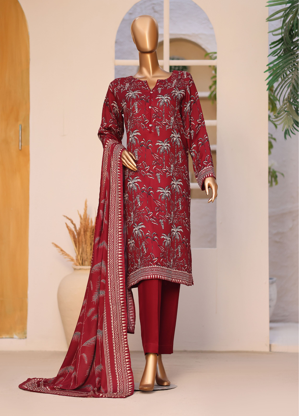 HZ Textile Printed Twill Viscose 3 Piece Unstitched Suit HZ26VTV3 D-VT-5098