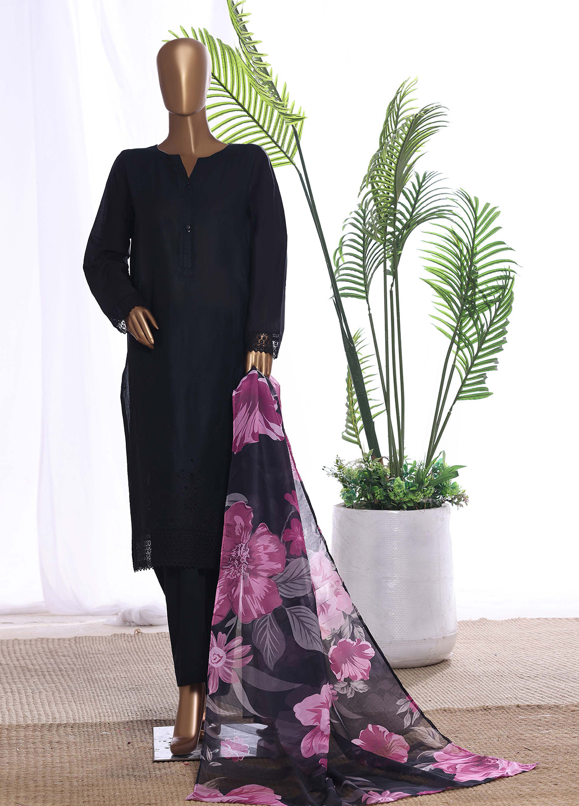 HZ Textiles Chikankari Embroidered lawn 3 Piece Stitched Suit HZ26CE3P D-CSE-221