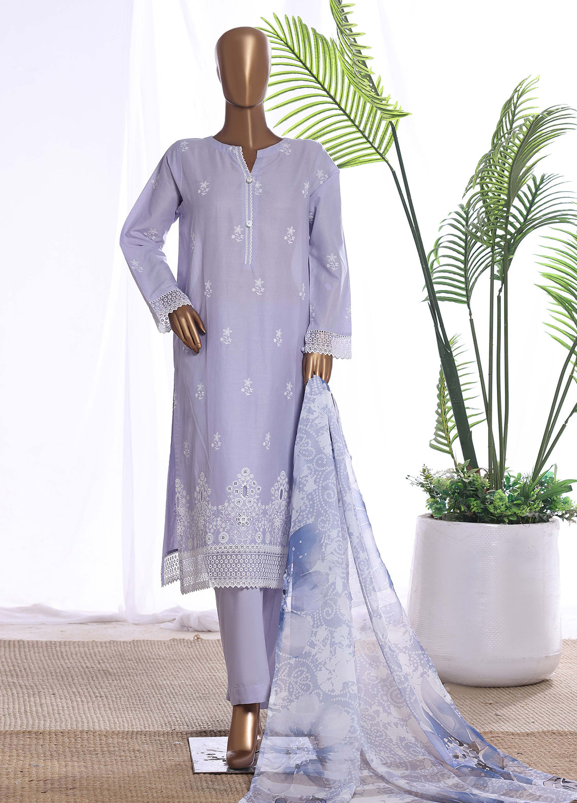 HZ Textiles Chikankari Embroidered lawn 3 Piece Stitched Suit HZ26CE3P D-CSE-223