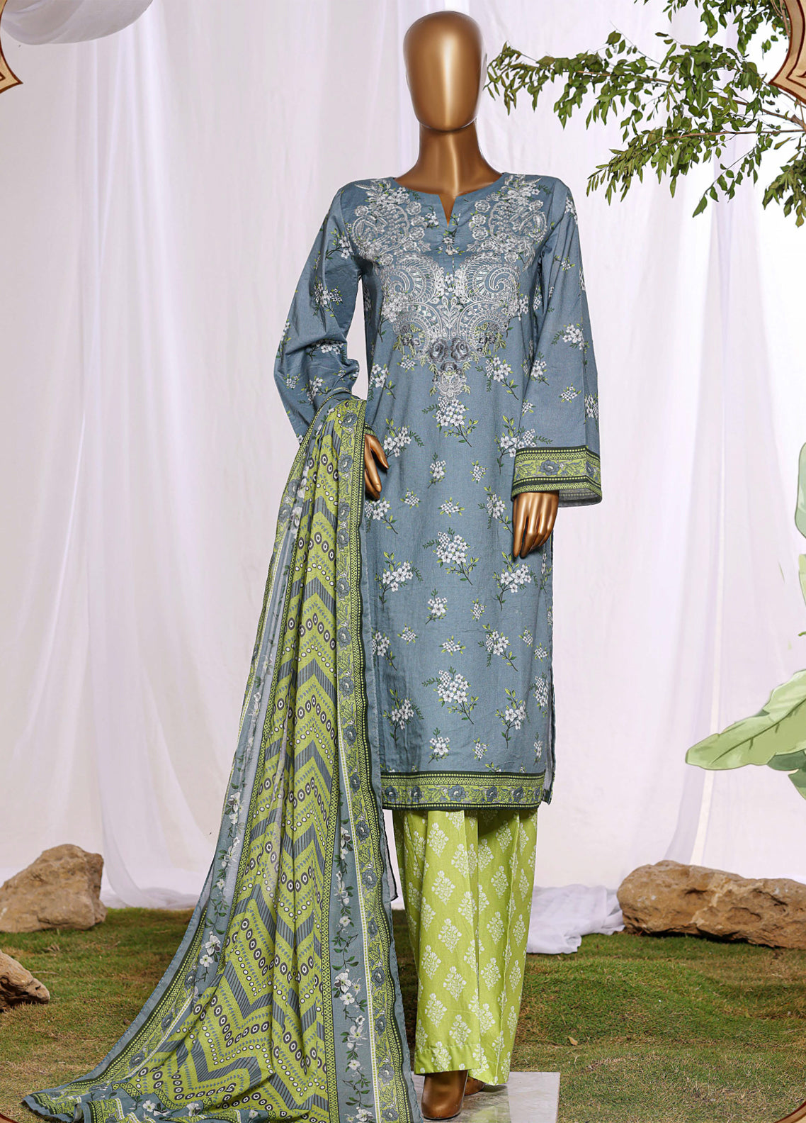 HZ Textiles Embroidered Lawn 3 Piece Stitched Suit HZ26DWE D-041