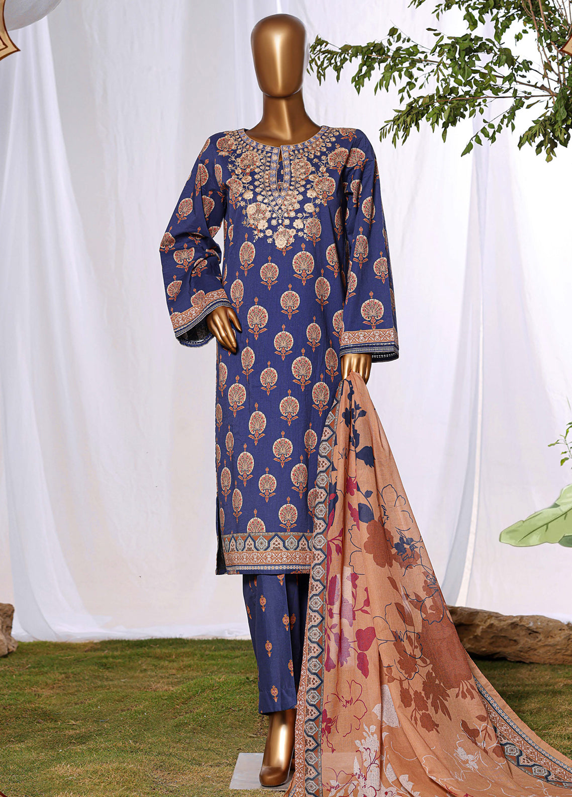 HZ Textiles Embroidered Lawn 3 Piece Stitched Suit HZ26DWE D-048