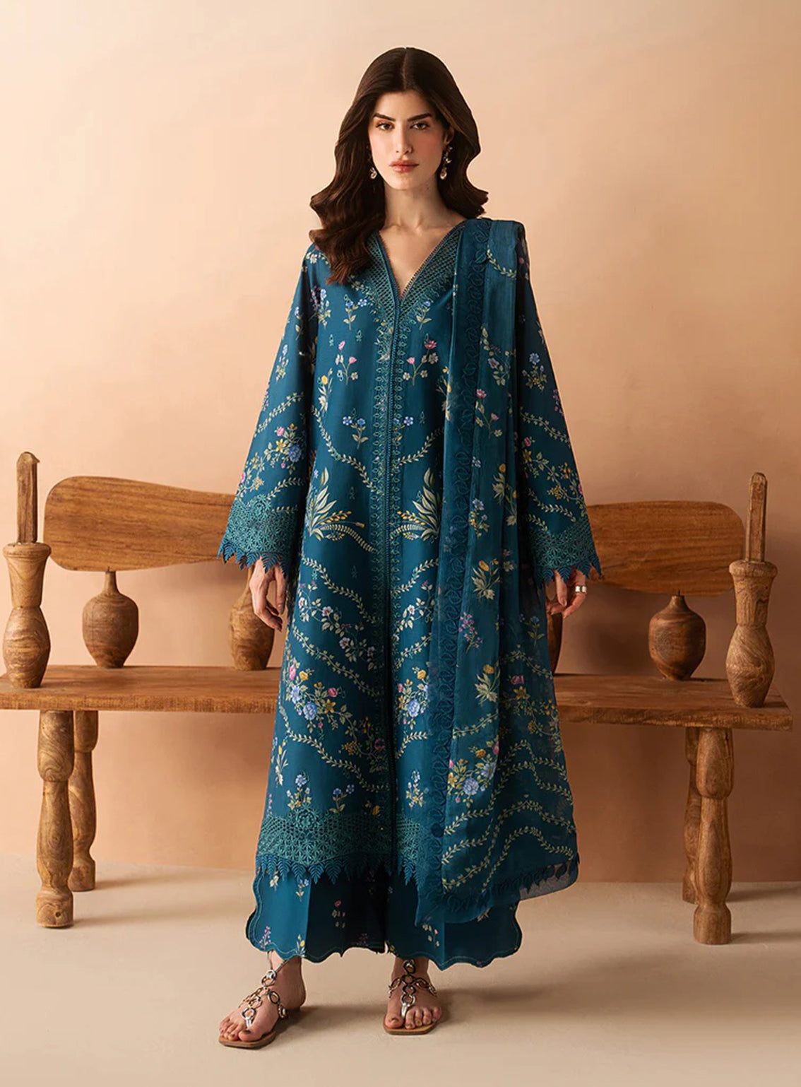Haze A Prints By Afrozeh Embroidered Lawn 3 Piece Unstitched Suit AF26HAPSE D-FWU-105 LUEM TEAL