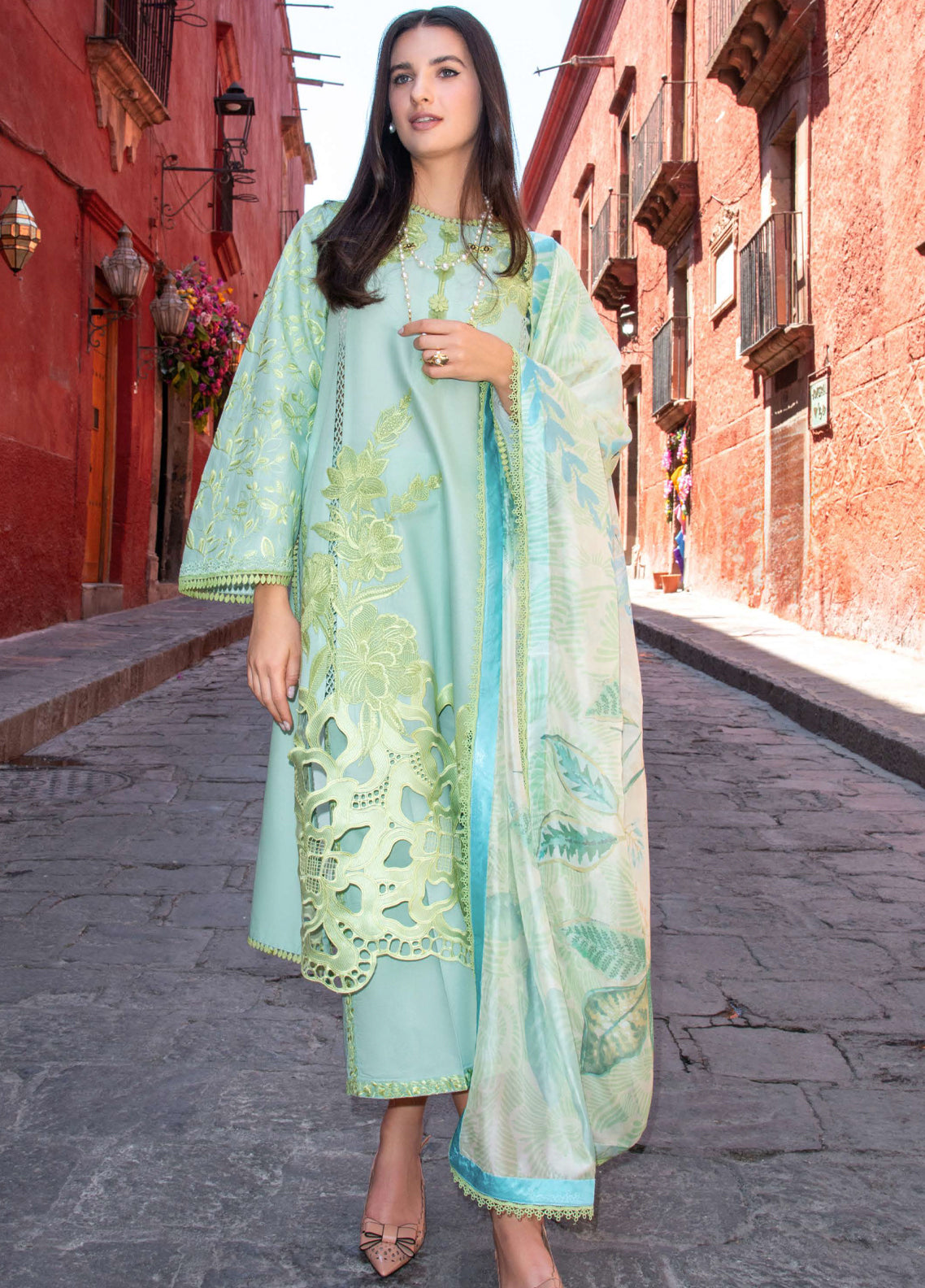 Hemline Odyssey By Mushq Embroidered Lawn 3 Piece Unstitched Suit MQ26HOL D-10 PALOMA