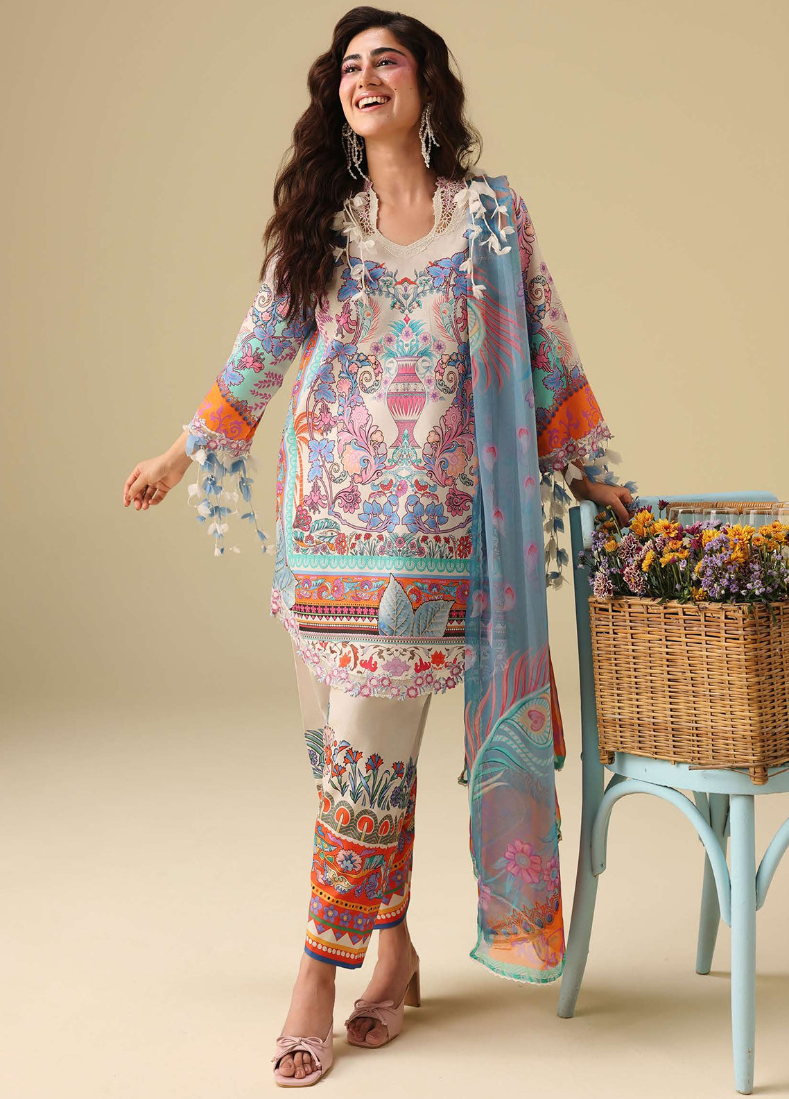 Hemline Soleil By Mushq Embroidered Lawn 3 Piece Unstitched Suit MQ26HSP D-305 EDEN WHISPER