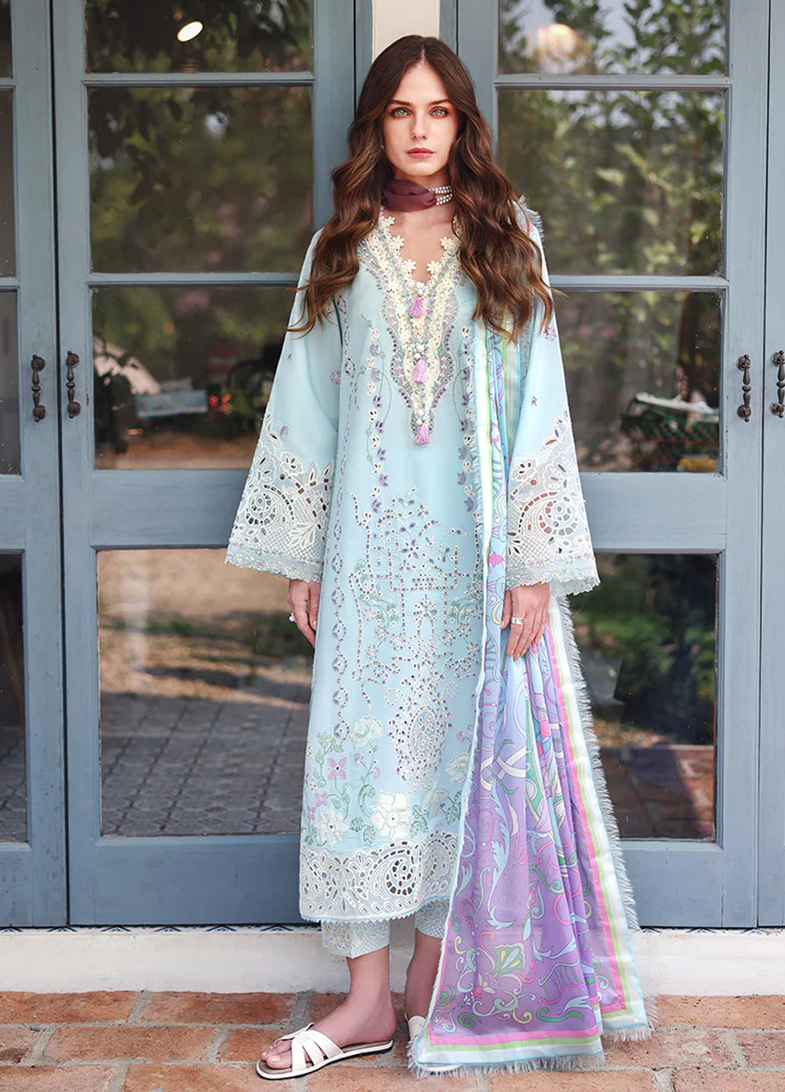 Hemline The Secret Garden By Mushq Embroidered Lawn 3 Piece Unstitched Suit MQ26HLTSGV2 D-04 SECRET BLOSSOM