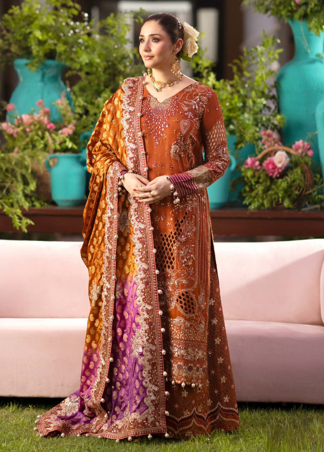 Jhoomro By Nureh Luxury Embroidered Silk 3 Piece Unstitched Suit NU26JLF D-NL-98 ELYANA