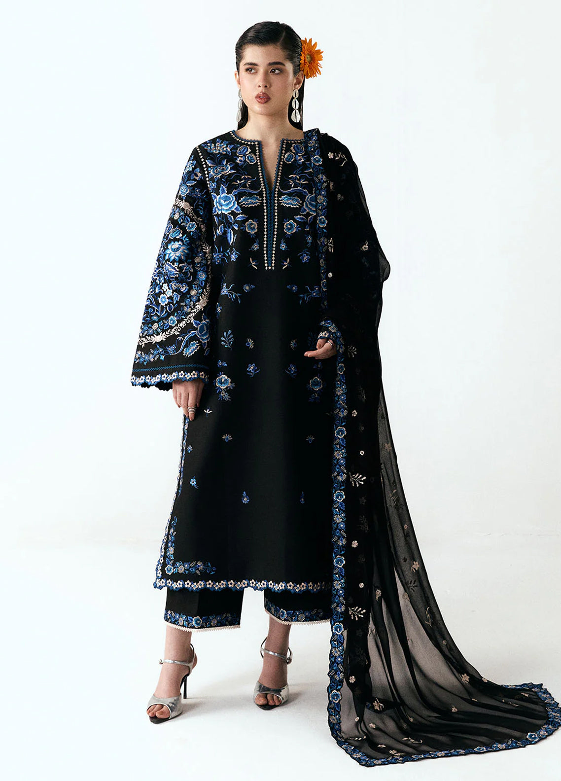 Jugnu Eid Luxury Embroidered Cotton 3 Piece Unstitched Suit JL26ELE3 D-ARI