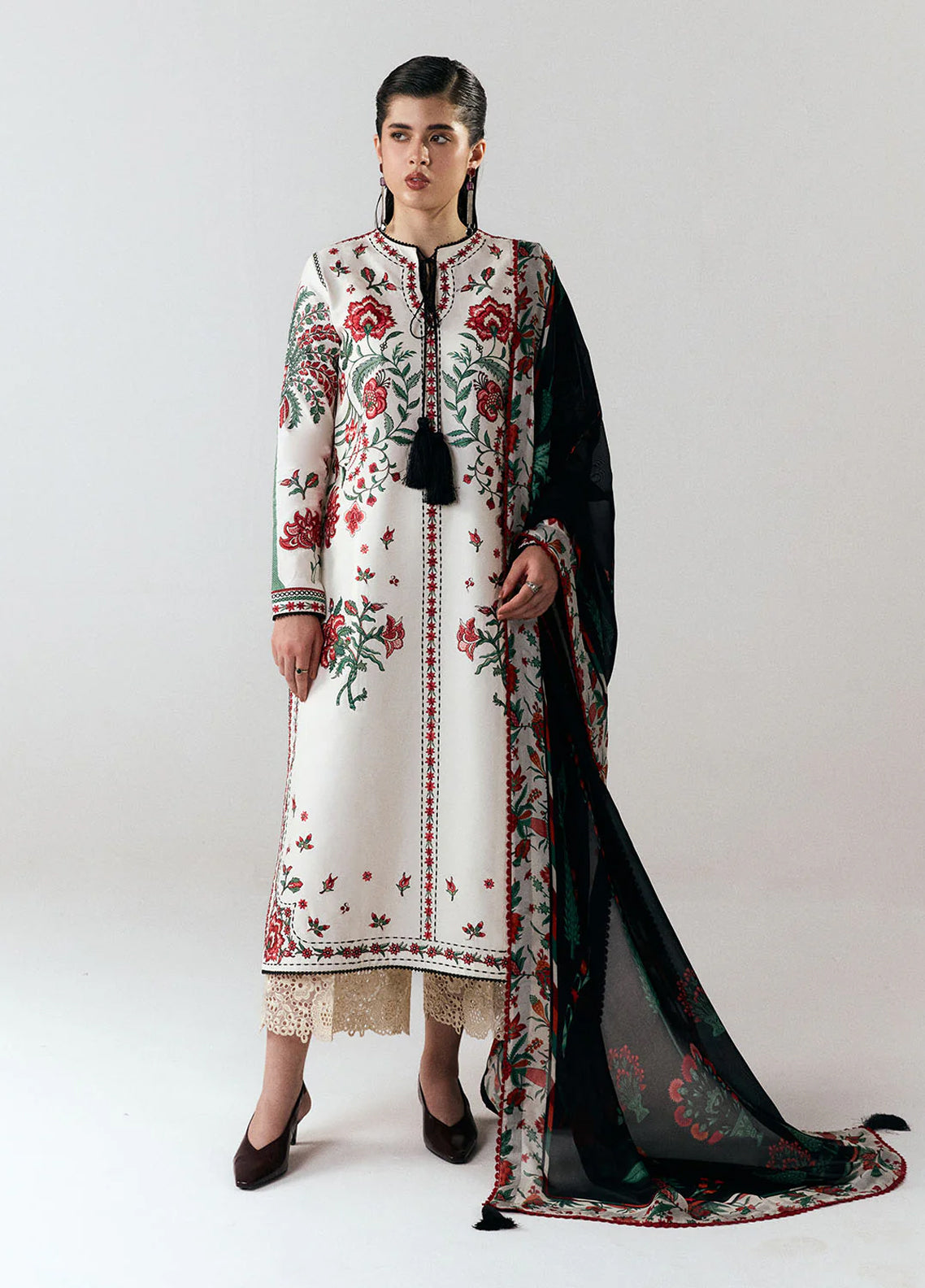 Jugnu Eid Luxury Embroidered Cotton 3 Piece Unstitched Suit JL26ELE3 D-INALI