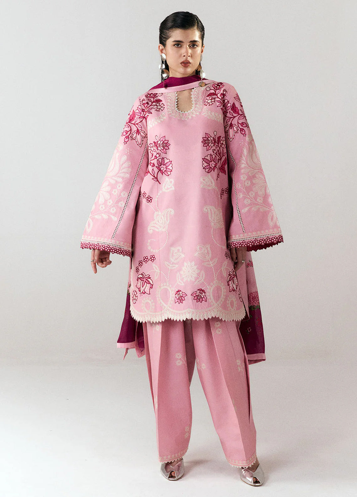 Jugnu Eid Luxury Embroidered Cotton 3 Piece Unstitched Suit JL26ELE3 D-NANYA