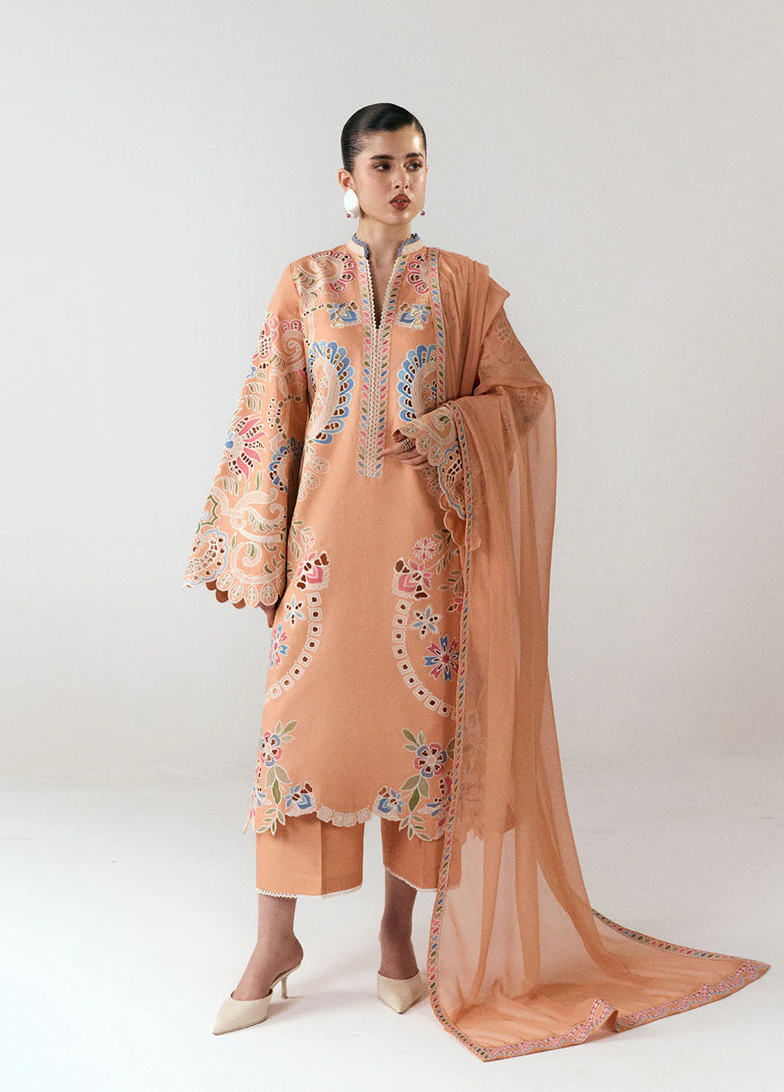 Jugnu Eid Luxury Embroidered Cotton 3 Piece Unstitched Suit JL26ELE3 D-NILA