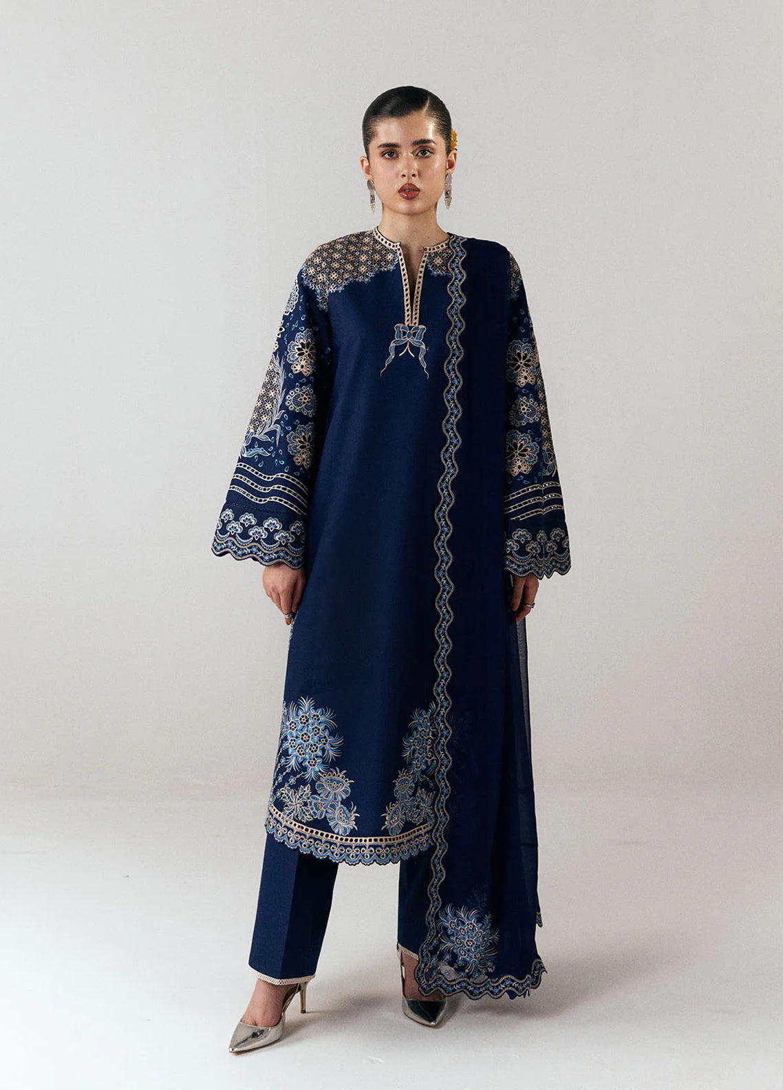 Jugnu Eid Luxury Embroidered Cotton 3 Piece Unstitched Suit JL26ELE3 D-TIVA