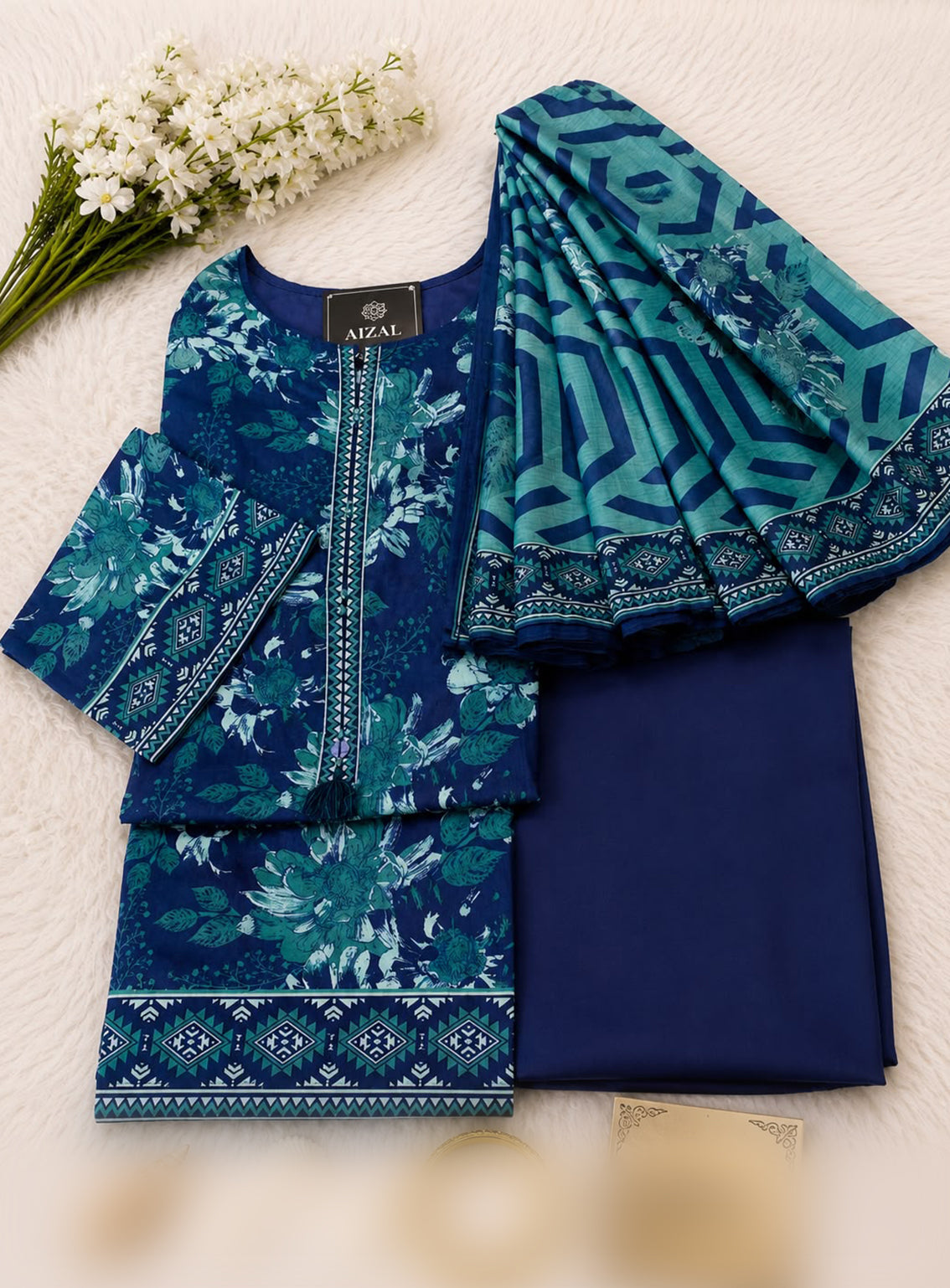 Kainat By Aizal Printed Lawn 3 Piece Stitched Suit AL26KPLV4 D-913